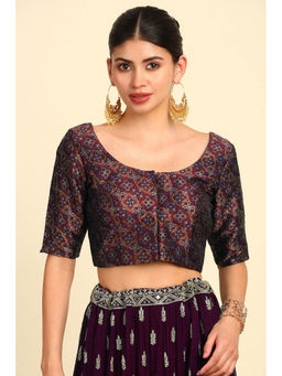 Soch - Womens Maroon Silk Blend Woven Design Padded Blouse