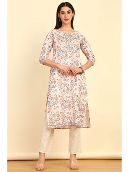 Soch - Womens Cotton Blend Floral Print Kurta with Sequins