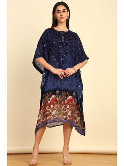 Soch - Womens Navy Blue Chinon Kaftan with Sequins