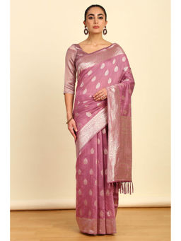 Soch - Womens Green Micro Ditsyprinted Art Silk Saree with Unstitched Blouse