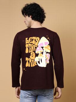 RIGO - Men Wine Terry Oversized Printed T-Shirt