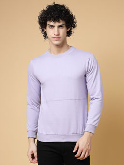 RIGO - Men Light Purple Solid Terry Sweatshirt