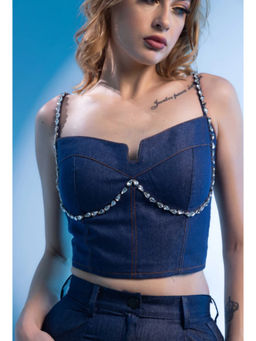 Kayjay by Kritika Jain - Drop Shaded Stonework Elegance Crop Top