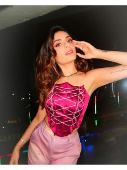 Kayjay by Kritika Jain - Wine Satin Stassy Crop Top