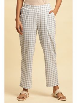 W - Straight Fit Blue Rayon Flax Straight Pant for Women