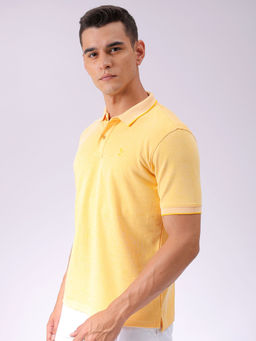 The Indian Garage Co - Men Yellow Slim Fit Placement Solid Polo Collar T-Shirt