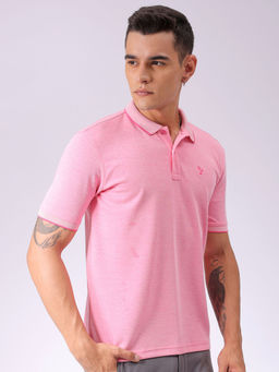 The Indian Garage Co - Men Pink Slim Fit Placement Solid Polo Collar T-Shirt