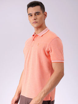 The Indian Garage Co - Men Orange Slim Fit Placement Solid Polo Collar T-Shirt