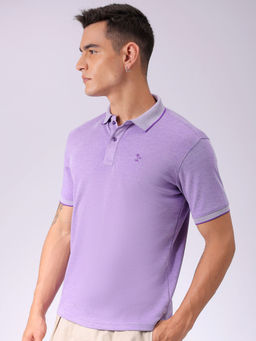 The Indian Garage Co - Men Purple Slim Fit Placement Solid Polo Collar T-Shirt