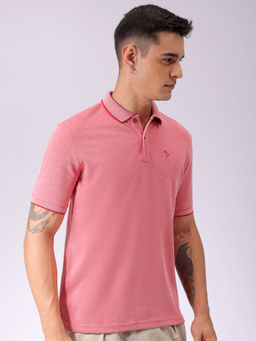 The Indian Garage Co - Men Red Slim Fit Placement Solid Polo Collar T-Shirt
