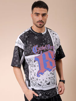 The Indian Garage Co - Men White Oversized Paisley Printed Round Neck T-Shirt