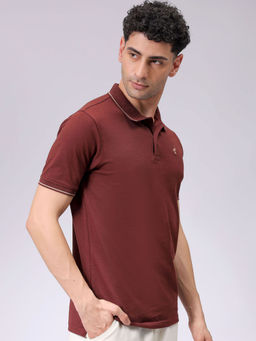 The Indian Garage Co - Men Maroon Slim Fit Solid Polo Collar T-Shirt