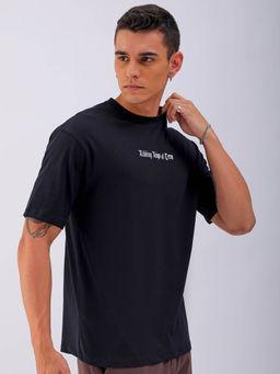 The Indian Garage Co - Men Black Boxy Oversized Graphic Back Printed Round Neck T-Shirt