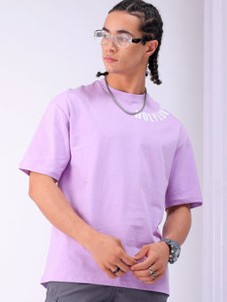 The Indian Garage Co - Men Purple Boxy Oversized Graphic Back Printed Round Neck T-Shirt