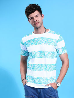 The Indian Garage Co - Men White Slim Fit Printed Round Neck T-Shirt