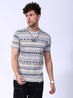 The Indian Garage Co - Men Grey Slim Fit Printed Round Neck T-Shirt