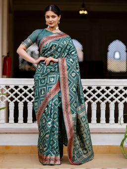 SATRANI - Green Silk Weaving Saree with Unstitched Blouse