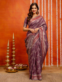 SATRANI - Purple Silk Weaving Saree with Unstitched Blouse