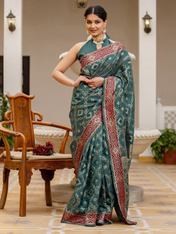 SATRANI - Green Silk Weaving Saree with Unstitched Blouse