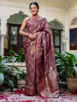 SATRANI - Purple Silk Weaving Saree with Unstitched Blouse