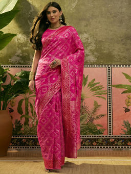 SATRANI - Pink Silk Weaving Saree with Unstitched Blouse