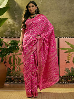 SATRANI - Dark Pink Silk Weaving Saree with Unstitched Blouse