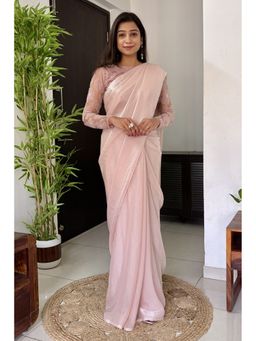 Mysilklove - Diamond Pink Designer Partywear Saree with Unstitched Blouse