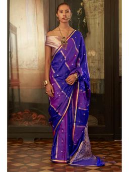 Mysilklove - Multi-Color Rich Handloom Rangkat Banarasi Satin Silk Saree with Unstitched Blouse