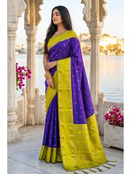 Mysilklove - Wisdom Purple Woven Banarasi Saree with Unstitched Blouse