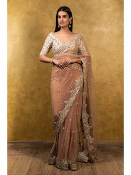 Nitika Gujral - Tea Rose Tulle Saree with Stitched Blouse