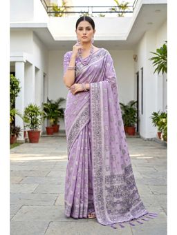 Sangam Prints - Lavender Purple Woven Work Traditional Saree with Unstitched Blouse