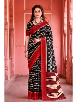 Sangam Prints - Black Woven Work Traditional Saree with Unstitched Blouse