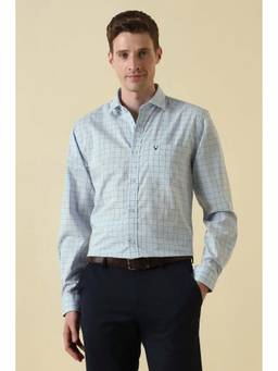 Allen Solly - Men Light Blue Check Full Sleeves Formal Shirt