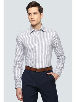 Louis Philippe - Men Grey Classic Fit Stripe Full Sleeves Formal Shirt