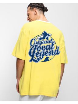 Bewakoof - Official Disney Men's Yellow Local Legend Graphic Printed Oversized T-shirt