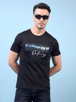 CRIMSOUNE CLUB - Men Black Cotton Blend Graphic Slim Fit T-Shirt