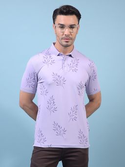 CRIMSOUNE CLUB - Men Purple Polyester Blend Printed Slim Fit Polo T-Shirt