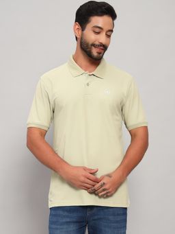 Cantabil - Men Green Polycotton Solid Regular Fit Polo T-Shirt