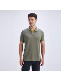 Pepe Jeans - Men Green Blended Solid Regular Fit Polo T-Shirt