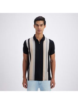Pepe Jeans - Men Black Pure Cotton Stripes Regular Fit Polo T-Shirt