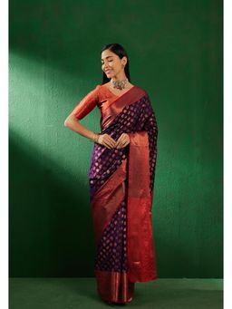 Suha - Womens Traditional Purple Woven Saree with Unstitched Blouse