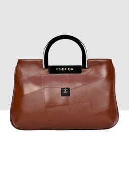 ESBEDA - Tan Colour Embossed Acrylic Handle Handbag for Women