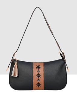 ESBEDA - Black Colour Self Design Mayan Stitch Handbag for Women