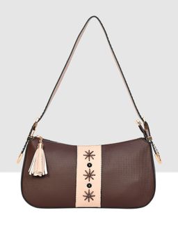 ESBEDA - Brown Colour Self Design Mayan Stitch Handbag for Women