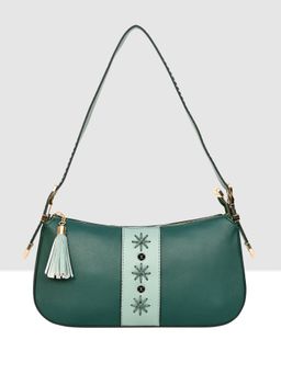 ESBEDA - Green Colour Self Design Mayan Stitch Handbag for Women