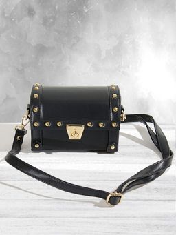 Vaska - Black Studded Solid Sling Bag