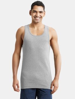 Jockey - 9922 Men Super Combed Cotton Rib Round Neck Gym Vest-Steel Grey Melange