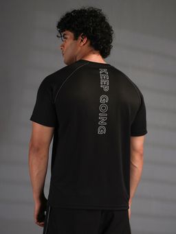 CHKOKKO - Men's Black Sports Reflective Half Sleeves T-Shirt