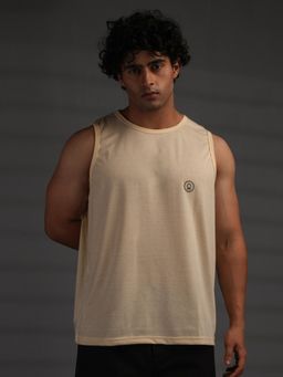 CHKOKKO - Men's Cream Sleeveless Premium Tank