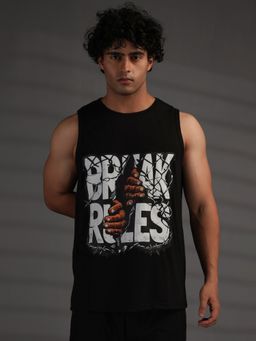 CHKOKKO - Men's Black Sleeveless Graphic Tank